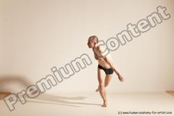 Underwear Gymnastic poses Man White Slim Bald Dancing Dynamic poses Academic